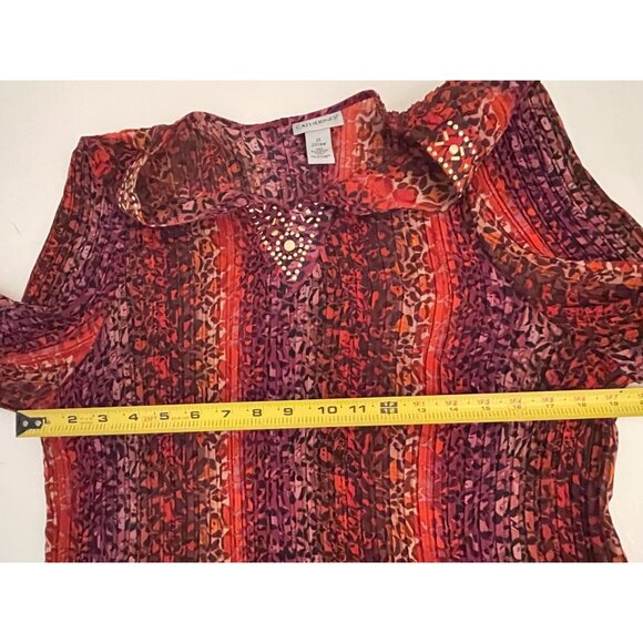 Catherine's PLUS 2X Multi-color Cheetah Print Studded Neckline Tunic Top Blouse - Picture 7 of 8